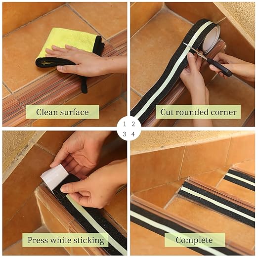 COSIMIXO 2" x 16.5FT Anti Slip Tape with Glow in The Dark Stripe,Premium Grip Tape Non Slip Stair Treads Tape,Non Skid Tape, High Traction Adhesive for Stairs Step Black/Green