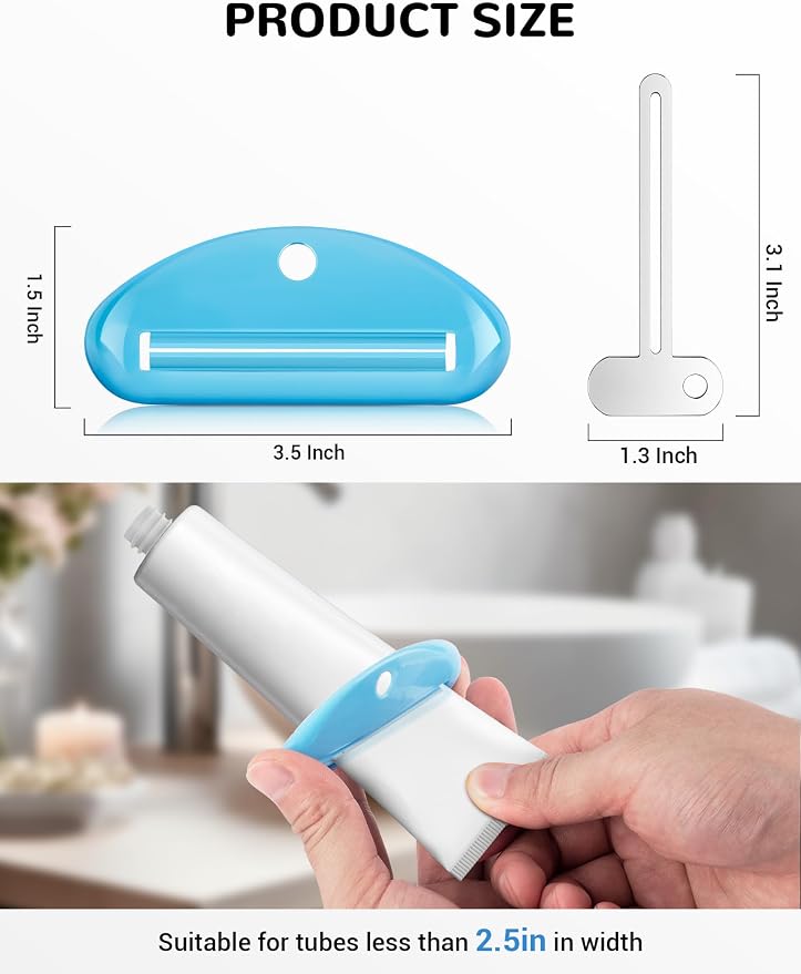 EVOULTES 6 PCS Toothpaste Squeezer, 2 Metal Tube Roller Squeezer with 4 Plastic Toothpaste Dispenser Hanging Toothpaste Key, Tube Squeezer Tool for Bathroom, Suitable for Toothpaste, Cosmetics, Paints