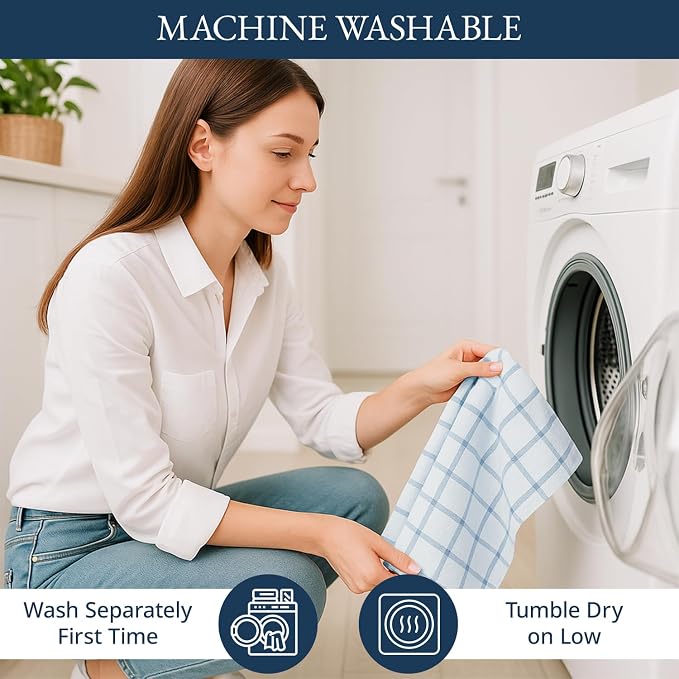 LANE LINEN Dish Towels Set of 12-18” x 28” Soft, Absorbent Cotton Kitchen Towels, Quick-Drying Tea & Hand Towels, Premium Decorative Dish Cloths - Indigo