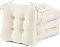 BETU White Chair Cushions for Dining Chairs Set of 4,3.5" Thick Kitchen Table Chair Pads with Ties,Non Slip Backing and Covers, Seat Cushion for Dining Room,Bar,Patio Chairs,15.5"X15.5"X3.5",White