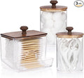 Tbestmax Qtips Holder Bathroom Container, 10oz Big Qtips Dispenser Cotton Ball Holder, Clear Plastic Apothecary Jar Organizer for Storage Cotton Swab, Round Pads, Floss Picks