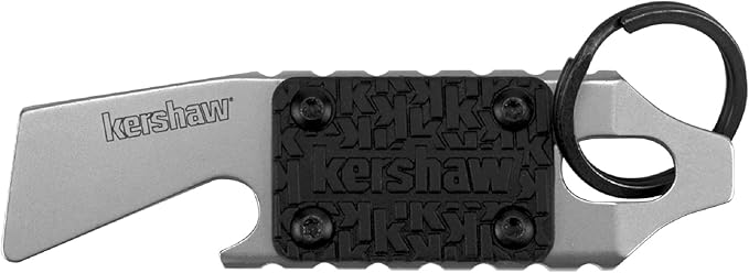 Kershaw PT-1 Multi-Function Keychain Tool, Stainless Steel, Utility Keychain with Bottle Opener, Flathead Screwdriver, Mini Pry Bar, and Lanyard Attachment, for Key Ring, Pocket or Purse Carry