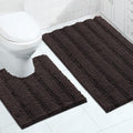 Turquoize Chenille Bathroom Rugs Set Non-Slip Bath Mats for Bathroom Super Absorbent Shaggy Rugs for Tub Shower Toilet Bath Rug Plus U Contour Rug (Oversized: 24" x 36" and 20" x 24" U), Chocolate