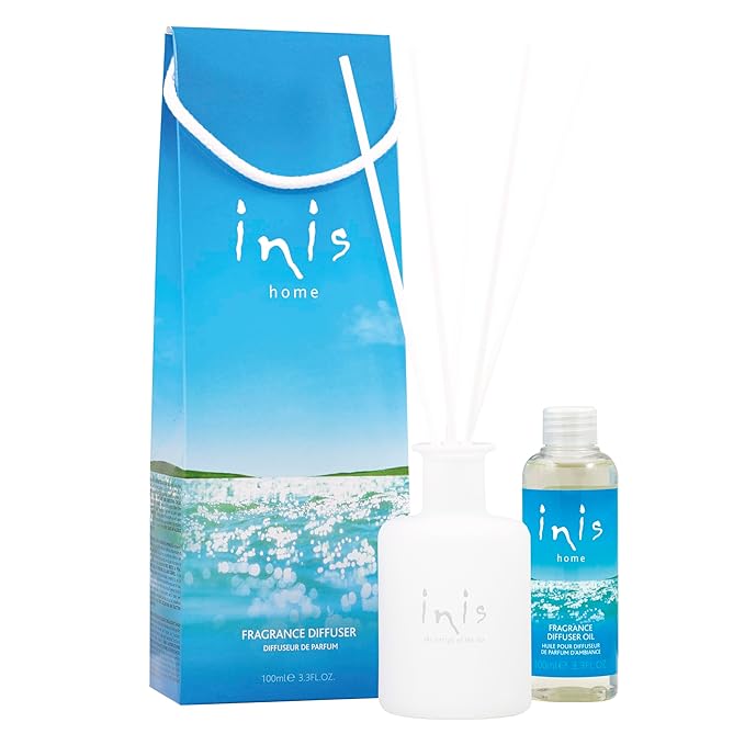 Inis the Energy of the Sea - Reed Diffuser Set with Fragrance Oil, Glass Bottle and Fibre Reeds, Clean Ocean Fresh Aquatic Home Fragrance for Living Room, Bathroom and Bedroom
