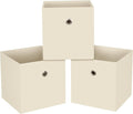 13x13x13 storage cube bins,collapsible fabric storage cubes Decorative storage basket,13 inch Record cube storage box for shelves,shelf,drawer,bathroom organizer,Set of 3 (Creamy-White）
