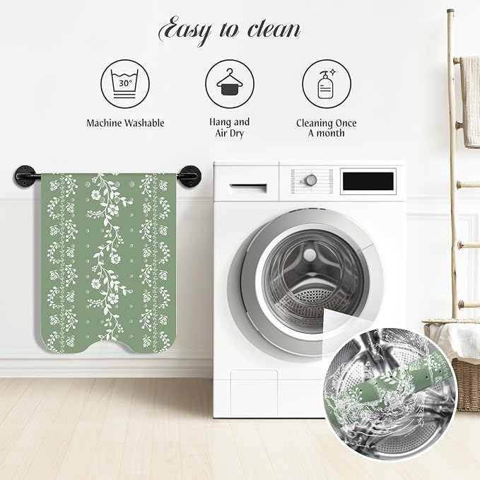SHUCHING Green Bath Mat for Tub Non Slip for Women-40 X 16 Inch, Flower Non Slip Bathtub Mat for Adults & Elderly Mold Free, Long Shower Mat for Inside Shower with Suction Cup, Machine Washable