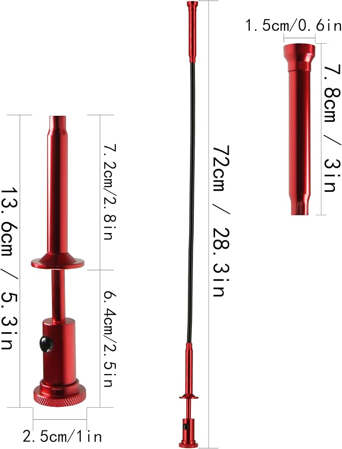 Flexible Claw Pickup Tool with Magnet Tool Flexible telescoping Claw led Light Grabber Extend，Long 28'' Four Claw 4-Claw for Small Parts Pickup Reacher Tool for Mechanics,Jewelry,Kids,etc. (Red)