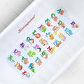 Secopad Bath Mat for Tub Non Slip, Machine Washable Anti-Slip Cartoon Baby Bathtub Shower Mat with Drain Holes and Suction Cups for Toddler & Kids (40 Inch x 16 Inch-Rectangular, Alphabet and Animals)