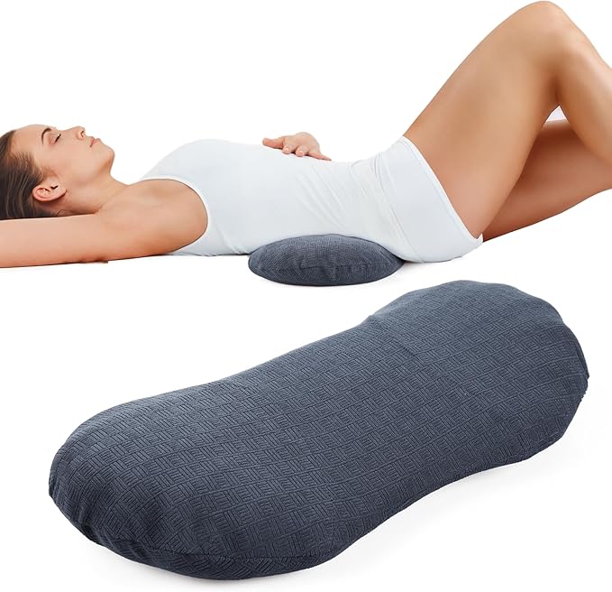 COMFYTHERA Lumbar Support Pillow for Sleeping Memory Foam Lumbar Support Cushion for Lower Back Pain Relief, Back Support Bed Pillow Waist Support (Dark Grey, Large)