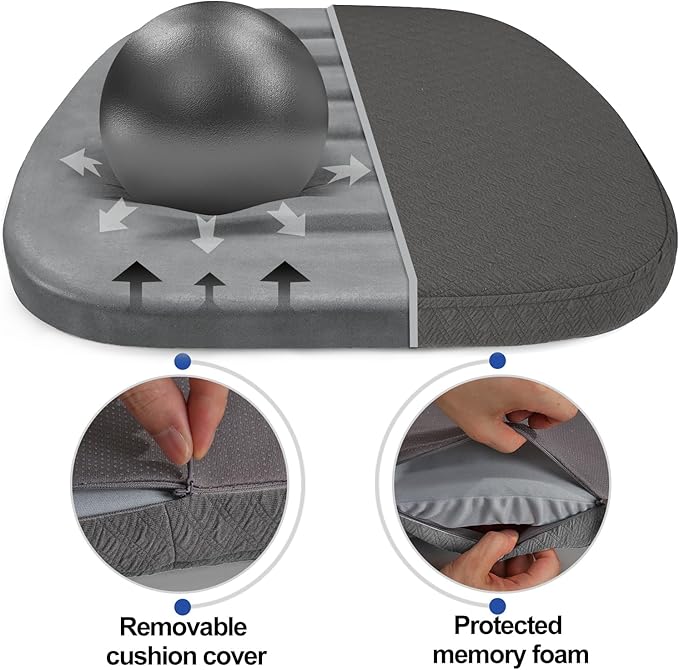 BUYUE Luxury Memory Foam Chair Cushions 6 Pack, Jacquard 16" U-Shape Comfortable Dining Chair Pads, Removable Slip Resistant Kitchen Chair Seat Cushions (Set of 6, Grey)