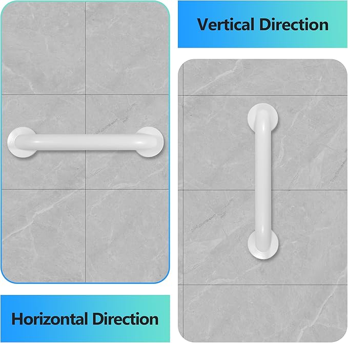 Shower Grab Bar, 2 Pack 24 Inch White Bathroom Safety Bar, 1.25" Diameter 304 Stainless Steel Grab Bars for Bathtubs and Showers, Handicap Shower Grab Bar for Seniors Elderly