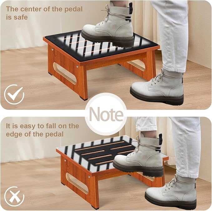 Step Stool, Bed Steps for High Beds for Adults with Non-Slip Rubber Stepping Surface and Handles, 450 LBS Capacity for Bedroom Kitchen Bathroom, or Bedside, Senior Support (Brown)