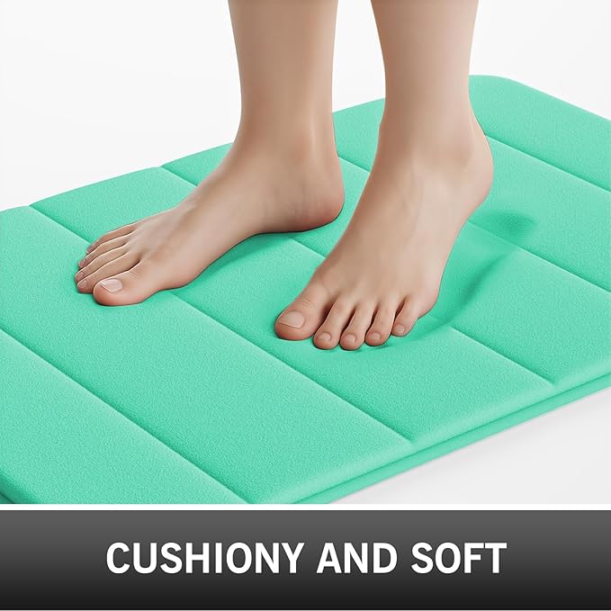 RUN HELIX Bathroom Rugs Set 2 Piece Memory Foam Bath Non-Slip Bath Mat,Washable Room Mats,Absorbent Shaggy Rugs Super Soft Kitchen Mats, Batroom Carpets for Bathroom,Tub,Shower Home Decor（Teal）