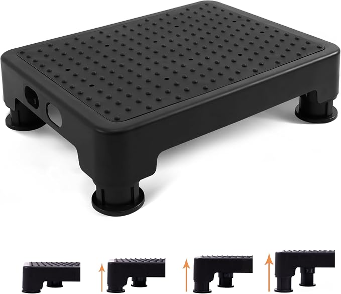 CHIKILLA Adjustable Step Stool for High Beds and Cars, 650lbs Heavy Duty Bed Step for Elderly, Non-Slip Mobility Platform for Bathtub, Kitchen, SUV, 4 Height Levels 3.4-5" Portable Stair Assist, Black