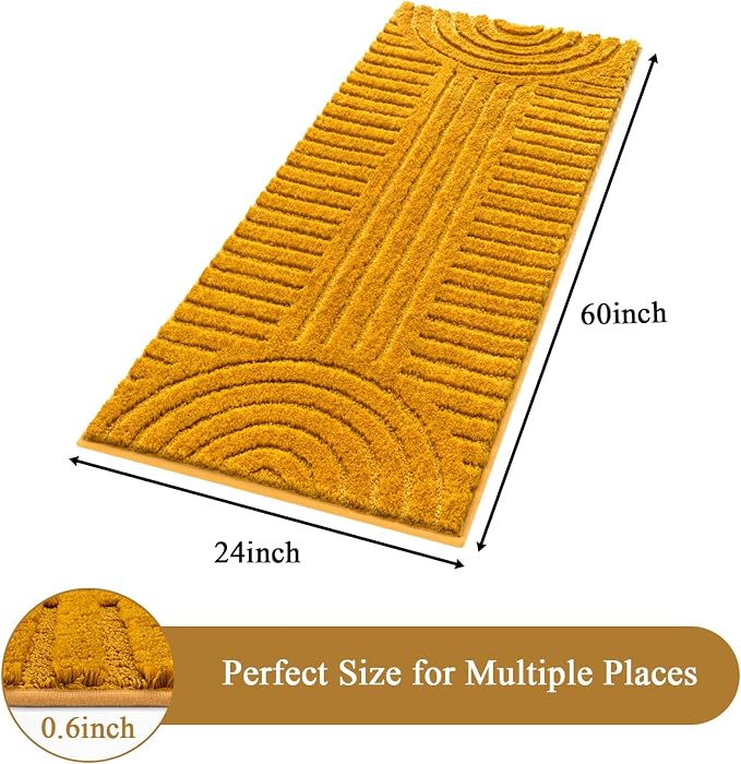 SHACOS Super Soft Bathroom Runner Rugs 24"x60" Non Slip Boho Bathroom Mats Microfiber Absorbent Carpet for Bath Room Machine Washable Shaggy Bath Rugs for Shower Bathtub Home Decor, 2'x5'