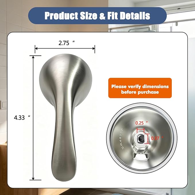 RP48717 Shower Handle Replacement, Compatible with Delta 13/14 Series Tub and Shower Faucet, Single Handle Tub Shower Faucet Handle, Brushed Nickel Finish