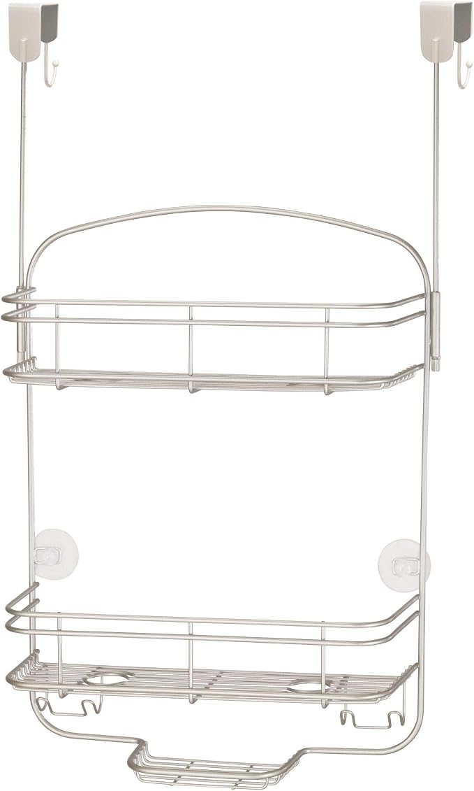 iDesign Weston Medium Metal Hanging Shower, Bath Organizer Holds Shampoo, Razors, Conditioner, Soap, Over-The-Door Caddy