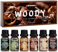 Woody Essential Oils Set, ARVIDSSON Woodsy Fragrance Oil for Candle Making, Sandalwood, Leather, Teakwood, Frankincense, Cedarwood, Pine, Diffuser Essential Oil for Men and Women