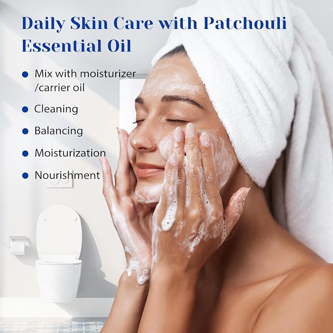 HIQILI Patchouli Essential Oil,100% Pure & Natural for Homemade Perfume, Sooth Skin, Nourish Hair at Home with Diffuser, Gift for Hippie Friend - 3.38 Fl Oz