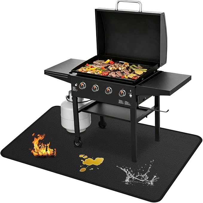 Under Grill Mats for Blackstone - 72 x 39 Inch BBQ Mats for Outdoor Grill Deck Protector, Double-Sided Fireproof Oil-Proof Waterproof Griddle Floor Mat for Outdoor Grilling, Easy to Clean