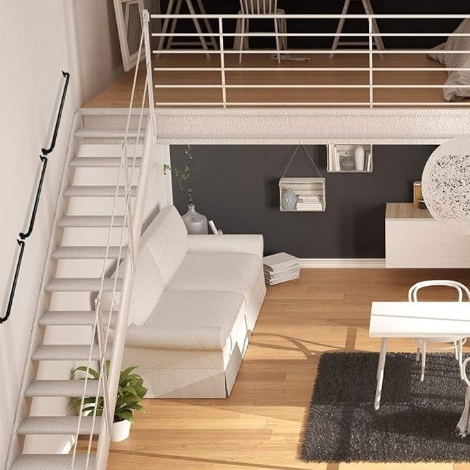 24 Inch No-Slip Black Metal Stair Railing Indoor - 2 FT Interior Staircase Handrail Wall Mount, Outdoor Grab Bars for Stairs, Steps Hand Rails, Banister Deck Rails