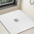 Shower Mat Non Slip,32 x 32 Inch Extra Large Square Shower Mat with Drain Hole in Middle,Soft Loofah Bath Mat Shower Stall Bathtub Mat for Inside Shower Bathroom,Without Suction Cups (White)