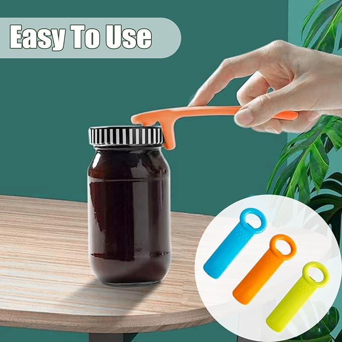 3-Pack Easy Grip Can Openers - Jar Key Lid Openers - 5.5" Colored Plastic Can Openers for Weak Hands, Seniors