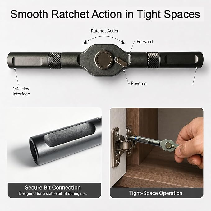 42 in 1 Magnetic Ratcheting Screwdriver Set with T Handle, S2 Steel Multi-Bit Repair Tool Kit with Compact Case for Electronics, Computer, Doorbell, Small Appliances, Furniture & DIY