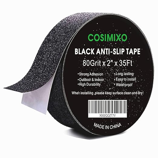 COSIMIXO 2" x 35Ft Heavy Duty Anti Slip Tape,Best 80grit Friction,Grip,Abrasive for Stairs Outdoor/Indoor Waterproof Grip Tape Safety Non Skid Tread Staircases Anti-Slip Traction Tape Black