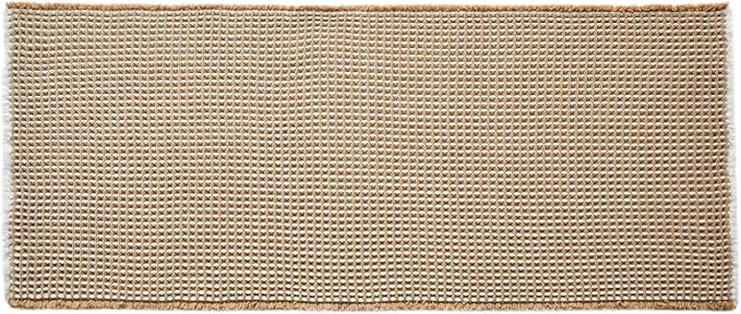 TYUU Waffle Runner Rug Bathroom, Long Boho Bathroom Rugs Non Slip Washable Super Absorbent Quick Dry Farmhouse Bath Decor, 60"x24" Khaki and White
