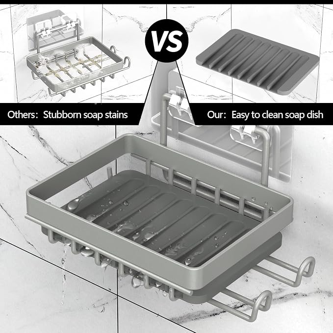Shower Caddy Shelves Organizer Rack, 3 Pack Shower Caddy with Soap Holder, No Drilling Wall Mounted Self Adhesive Shower Shelves for Inside Shower, Paint Nickel