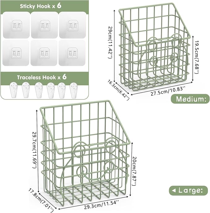 Greentainer 2 Pack Bath Toy Storage Organizer, Large Rustproof Metal Wire Basket, Wall Mounted Hanging Bathtub Holder, Bathroom Shower Caddy for Tub Toys & Toiletries