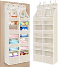 Univivi 5-Shelf Fabric Door Storage Over Door Hanging Organizer with 8 Large Pockets and 4 Small PVC Pockets Closet Cabinet Wall Mount Hanging Storage Organizers for Baby Nursery (Beige Pattern)