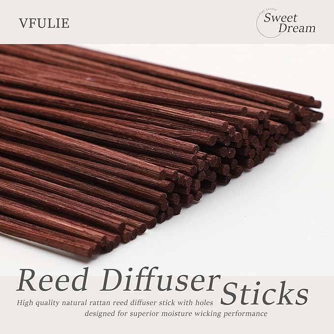 VFULIE 100PCS Reed Diffuser Sticks, Refill Replacement for Aroma Fragranc (100, Brown)