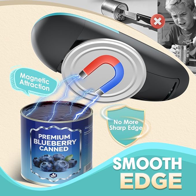 Electric Can Opener, Fits All Can Sizes One Touch Automatic Can Opener, Electric Can Opener for Kitchen Food Safe Smooth Edge, Kitchen Gadgets Battery Operated Can Opener for Seniors, Arthritis, Chef