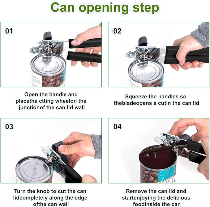 1 Pcs Heavy Duty Stainless Steel Manual Can Opener – COKORA Smooth Edge Can/Bottle Opener with Anti-Slip Comfort Handle, Easy Turn for Seniors & Kitchen Use