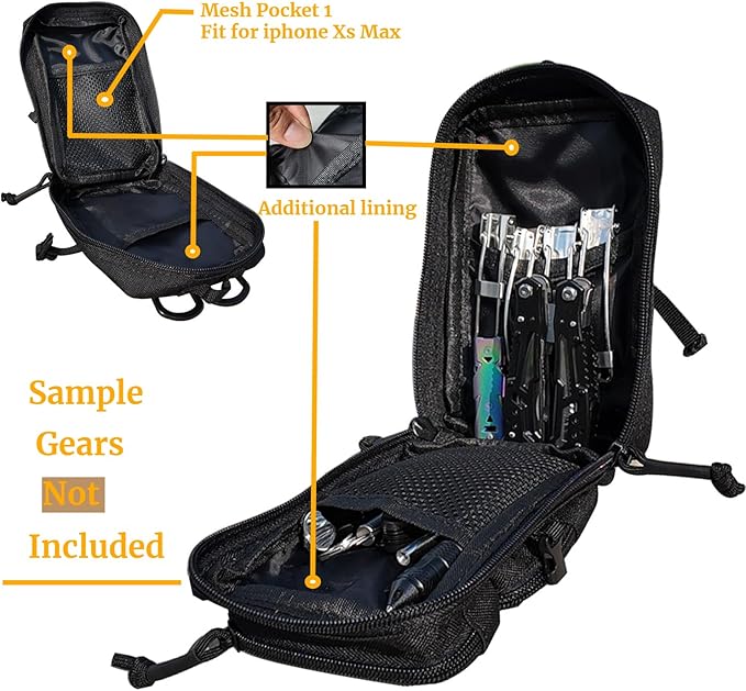 2 Pack Tactical Molle Utility Pouchs,Mini Belt Pouch EDC Pouch Tactical Phone Pouches Outdoor Admin Tool Pouch Medical EDC IFAK Pack with US Flag Patch