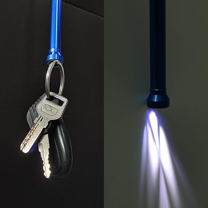 Flexible Claw Pickup Tool with Magnet Tool Flexible telescoping Claw led Light Grabber Extend，Long 28'' Four Claw 4-Claw for Small Parts Pickup Reacher Tool for Mechanics,Jewelry,Kids,etc. (Blue)