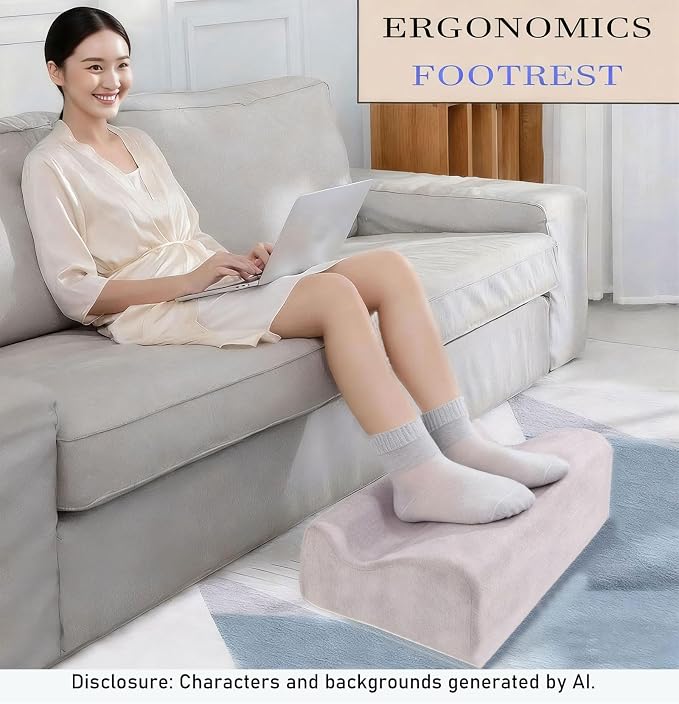 Foot Rest for Under Desk at Work,At Work Soft Ergonomic Footrest,Support Foot Pillow,Heel Chair,Leg Elevation Pillow (Light Grey)