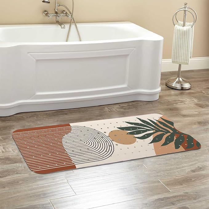 Rainbow Bathtub Mat Non Slip, Boho Baby Bath Mat for Tub Rubber Tub Mat, Kids Bath Mats for Bathroom Abstract Anti Slip Shower Mat with Suction and Drain Holes Machine Washable, 40″X16″