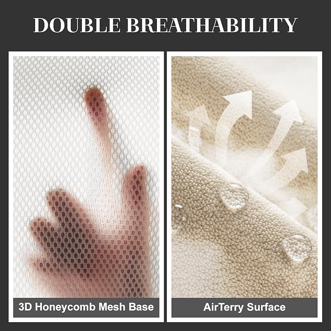 MontVoo Quick Dry Bath Mat, Super Absorbent Bathroom Rug, 3D Honeycomb Mesh Base Non Slip Bath Mats for Bathroom, Machine Washable Low Pile Bath Rug for Bathtub Front, Shower, Sink, Beige 17"x24"