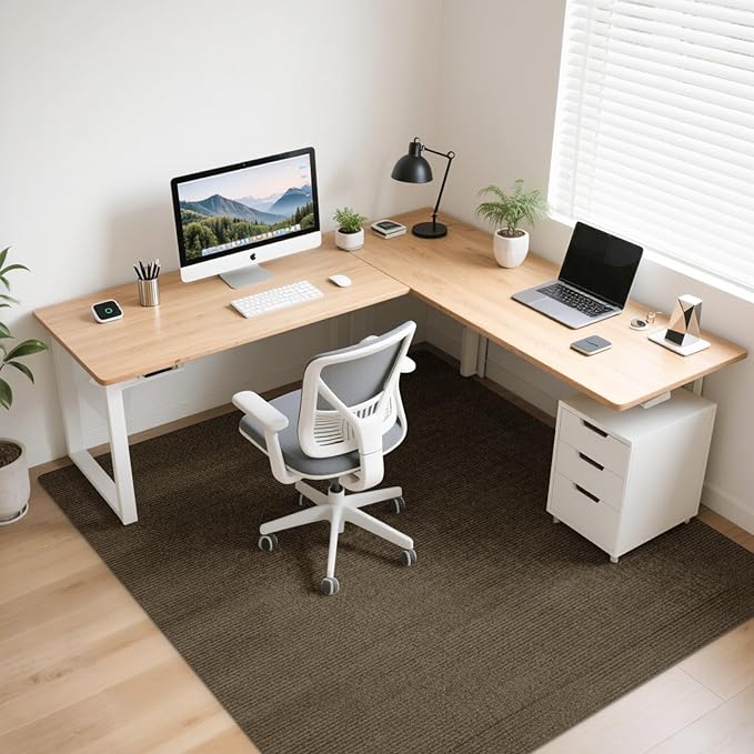 Office Chair Mat for Hardwood and Tile Floor, 63" x 51" Computer Desk Chair Mats, Anti-Slip Mat for Rolling Chair, Large Floor Protector for Home Office, Coffee Color