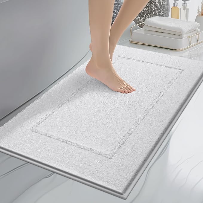 anllugs Bathroom Rugs 20" x 30", Non-Slip Extra Soft Absorbent Bath Rugs, Machine Washable Quick Dry Bath Mats for Bathroom Floor, Shower, Bathtub and Sink, White