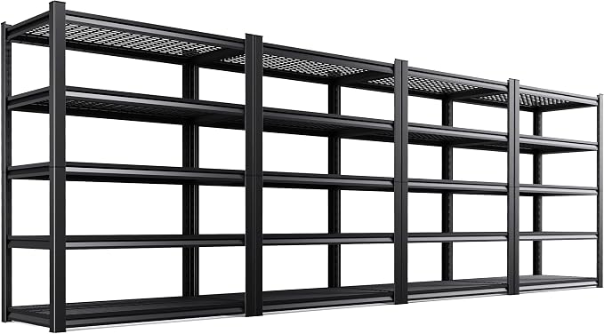 4-Pack Heavy Duty Garage Shelving for Garage, Warehouse & Workshop Storage Organization, 71" H x 35" W x 16" D Adjustable 5-Tier All Metal Wire Shelf for Tools, Storage Bins & Bulk Items