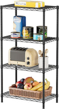 SINGAYE 4 Tier Storage Rack Wire Shelving Unit Shelves Metal for Pantry Closet Shelve Organization Kitchen Laundryroom 800Lbs Capacity 24" D x 14" W x 48" H Black