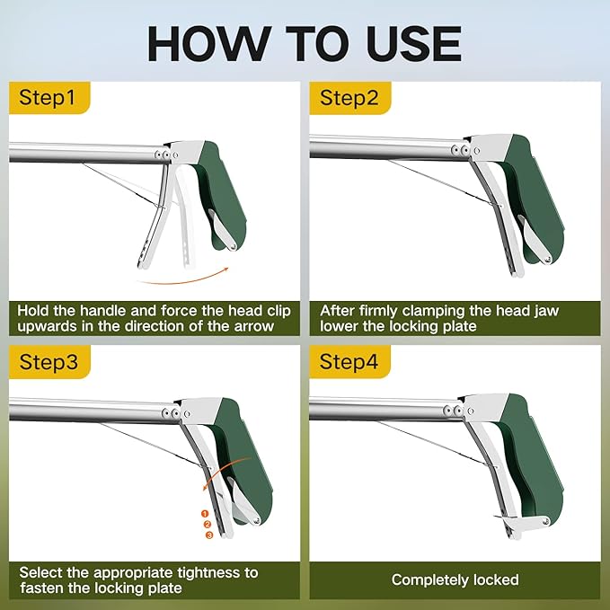 60" Snake Tongs Collapsible Grabber, Professional Reptile Snake Catcher Wide Jaw Handling Tool, Stainless Steel Snake Hook