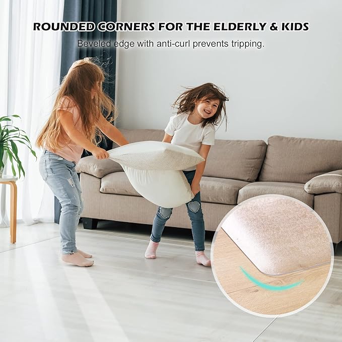 SALLOUS Plastic Floor Mat for Home, 5' x 6' Waterproof Area Rug for Dining Room Table, Non-Slip Area Rug for Living Room, Wear-Resistant Vinyl Floor Protector Mat for Indoor Outdoor (Clear)