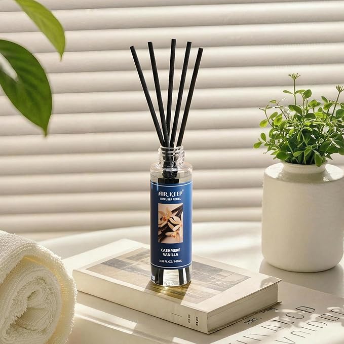 Airkeep Reed Diffuser Oil Refill/Cashmere Vanilla/3.38 oz / 1 Pack/Air Freshener & Aromatherapy Essential Oil Blend for Home Fragrance – Scented Refill Oil for Bathroom, Bedroom & Home Decor