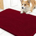 OLANLY Dog Door Mat for Muddy Paws 24x16, Absorbs Moisture and Dirt, Absorbent Non-Slip Washable Doormat, Quick Dry Chenille Mud Mat for Dogs, Entry Indoor Entryway Carpet for Inside Floor, Red