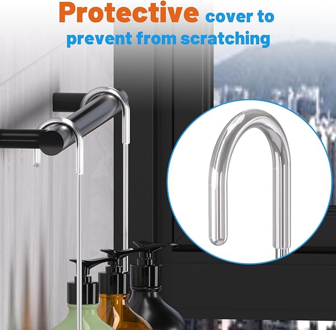 YUOROS Shower Caddy Hanging, Over the Door Shower Organizer Rack 304 Stainless Steel Rustproof Bathroom Storage Shampoo Holder Basket (Silver)